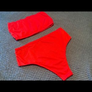 Red High Waist Set